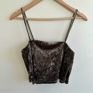 DONT ASK WHY Green Crushed Velvet Tanktop